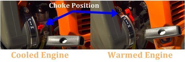 Choke Position of the leaf blower